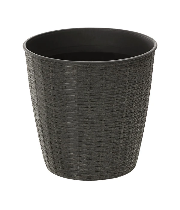 Polyrattan-Topf Bilbao, Rund, Grau 3 Polyrattan-Topf Bilbao, Rund, Grau