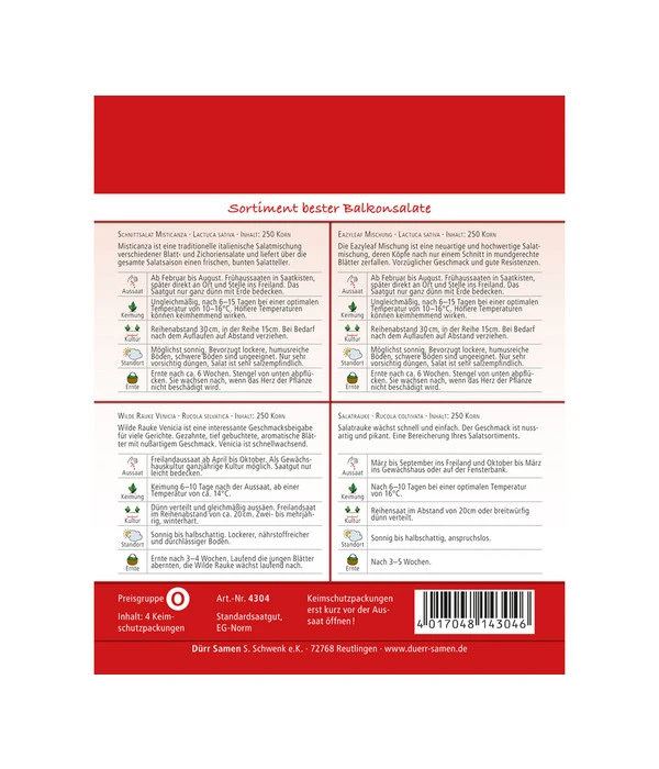 Dürr Samen Sortiment Bester Balkonsalate 4 Dürr Samen Sortiment Bester Balkonsalate – Bild 2