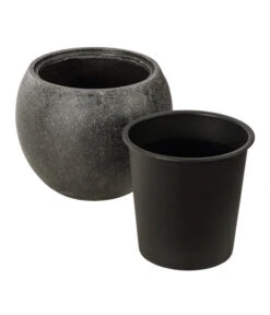 Dehner Polystone-Topf Kapstadt, Rund, Grau -Geschäft Für Pflanzensamenbedarf 3207990 3208022 WE DE 002 DehnerPolystoneTopfbauchiggrau