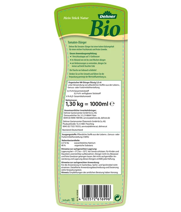 Dehner Bio Tomaten-Dünger, Flüssig, 1 L 4 Dehner Bio Tomaten-Dünger, Flüssig, 1 L – Bild 2