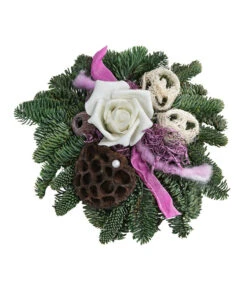 Grabgesteck, Rund, Creme/rosa, Ca. Ø25/H10 Cm