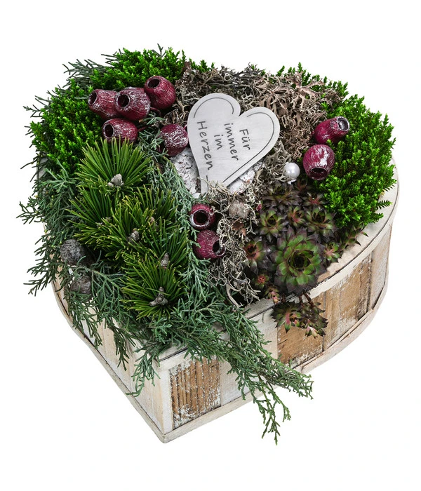 Grabgesteck In Erinnerung, Herzförmig, Ca. B35/H20/T30 Cm 3 Grabgesteck In Erinnerung, Herzförmig, Ca. B35/H20/T30 Cm