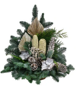 Grabgesteck In Terrakotta-Schale, Dreieckig, Braun, Ca. B50/H60/T40 Cm