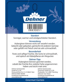 Dehner Gourmet Garten Aubergine, Veredelt 11 Dehner Gourmet Garten Aubergine, Veredelt -Geschäft Für Pflanzensamenbedarf 8830051 GGAubergineCarmen Etikett 2